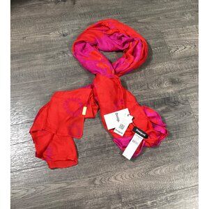 Desigual Womens Rectangular Floral Print Scarf In Red & Pink Casual One Size New